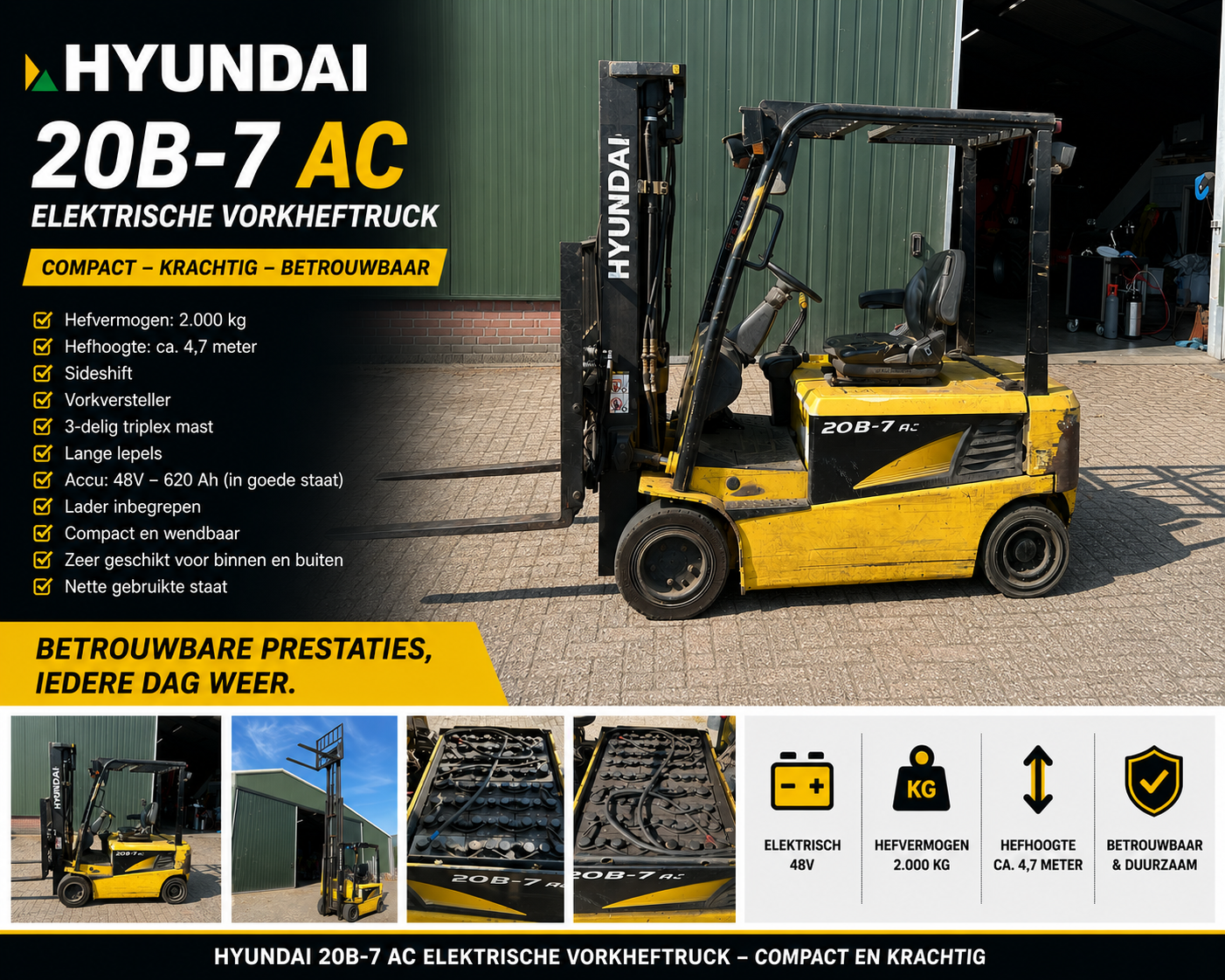 hyundai eclectische heftruck 20 B-7 AC